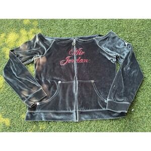 Air Jordan Jr Full Zip Jacket XL 12-14 Velvet Dark Gray Off Shoulders B23 SET